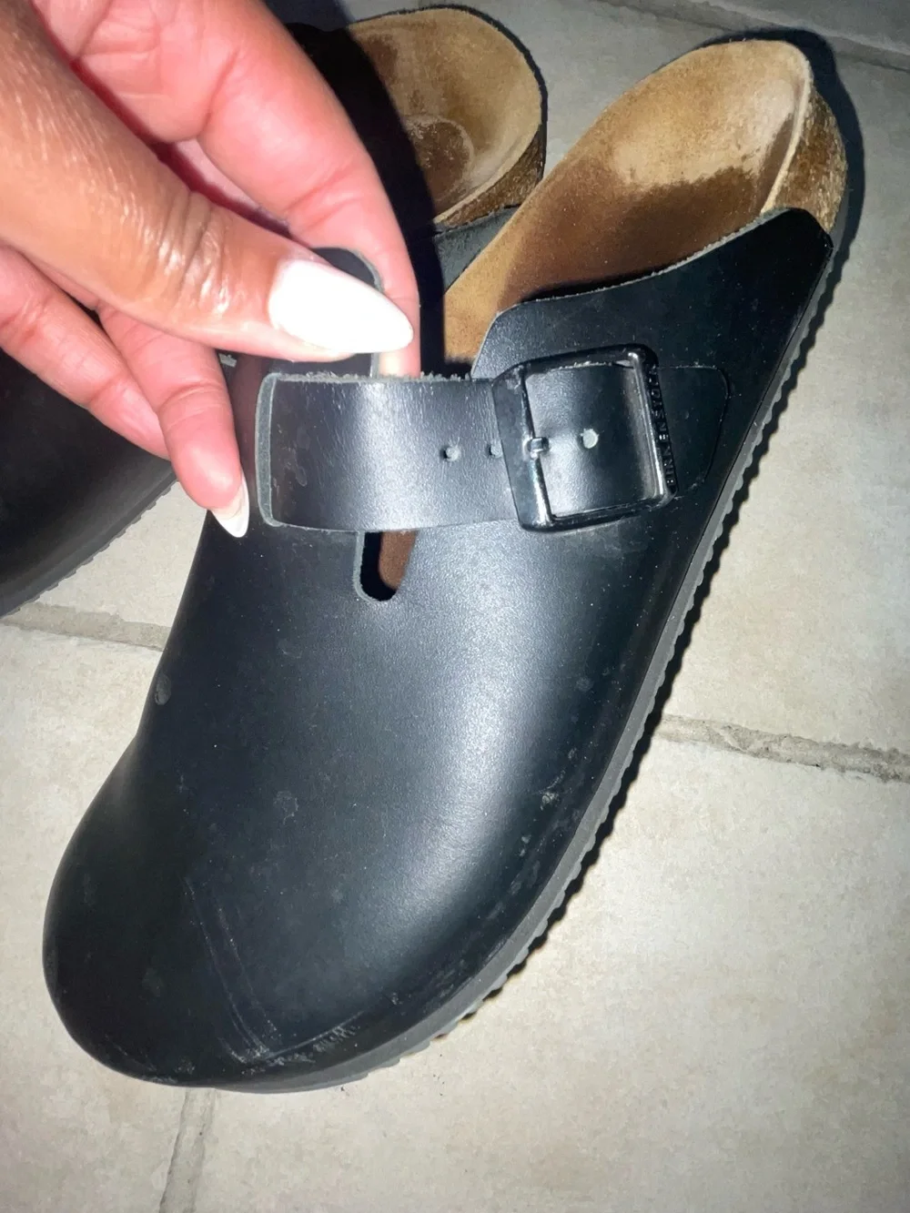 Birkenstock Boston Crosstown Clogs Black Leather Size 11 EU 44 Slip Resistant